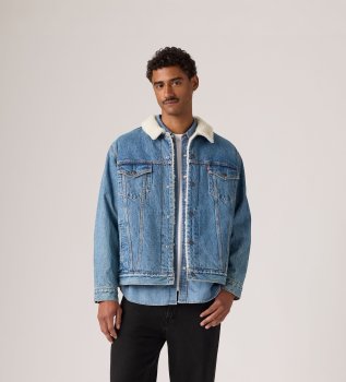 Veste Relaxed Fit Sherpa Trucker bleue