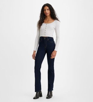 Jeans 725 Bootcut mit hoher Taille, marineblau
