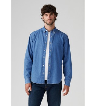 Camisa de bot�es azul genu�na