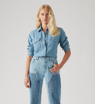 Camisa de cowboy ocidental icnica azul