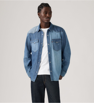 Camisa western front yoke relaxed azul médio