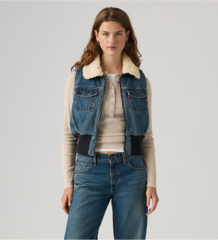 Middenblauw tiny sherpa vest