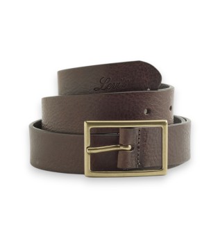 Brown Rectangle Buckle leather belt