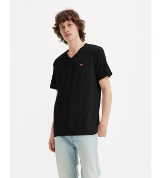 Camiseta com decote em V preto