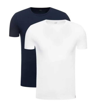 2er-Pack Crewneck-T-Shirts navy, weiß