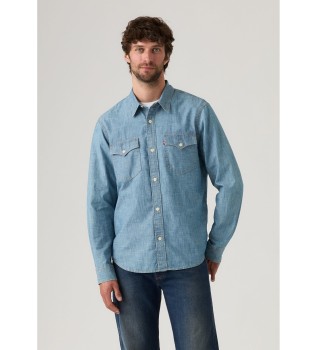 Relaxed Fit Westernhemd blau