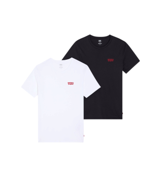 Set 2 grafiska T-shirts vit, svart 