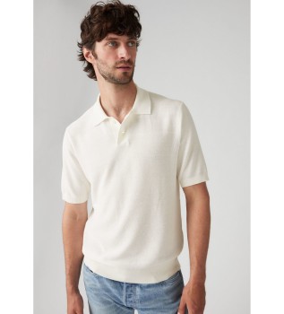 Maglione polo bianco lavorato a maglia