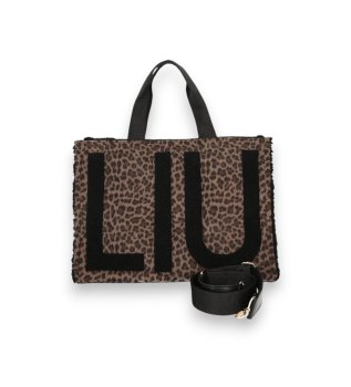 Brown Animal Print Large Tote Bag
