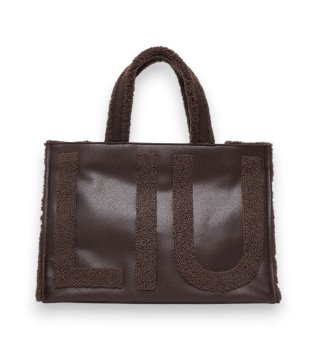Brown large tote bag with logo