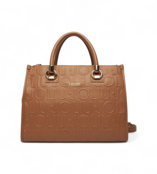 Mittlere Umhngetasche mit braunem Logo