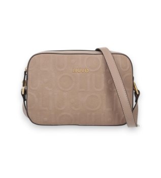 Medium beige logo crossbody bag