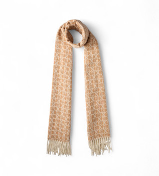 Fodral med beige monogram och logotyp