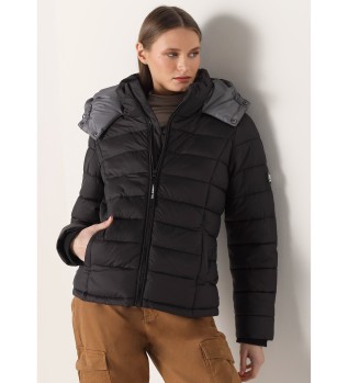 Abrigo Puffer acolchado con capucha negro