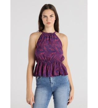 LOIS JEANS - Blus - Off-the-shoulder tryckt mini med resr i midjan