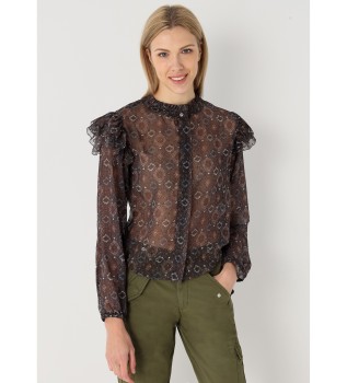 Bedrukte blouse met ruches op de schouders nego