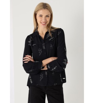 Vloeiende blouse met zwarte print