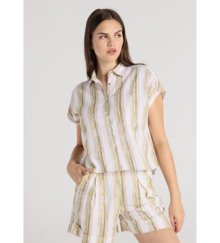 Koszulka z krótkim rękawem z wielokolorowym akwarelowym wzorem w paski