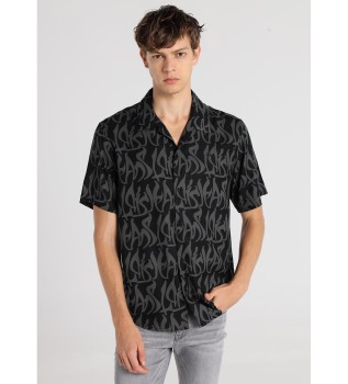 Camisa de manga curta com padro Waterfall Motorwear Preto