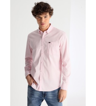 Chemise  manches longues en serg fin rose
