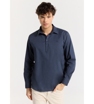 Langrmet marinebl poloshirt