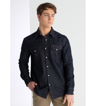 Chemise en denim  manches longues en tissu rinc marine