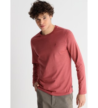 Basic T-shirt met lange mouwen in overdye-stof rood