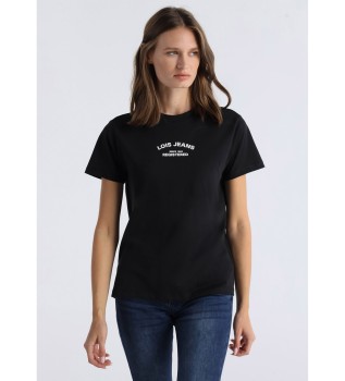 Basic grafisch t-shirt korte mouw zwart