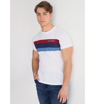 T-shirt  manches courtes avec bande tricolore blanche sur la poitrine