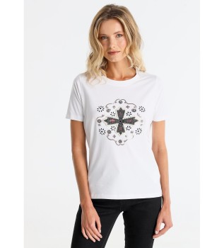 Western wit t-shirt met strass