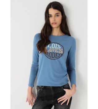 T-shirt met lange mouwen en blauw western ruches detail