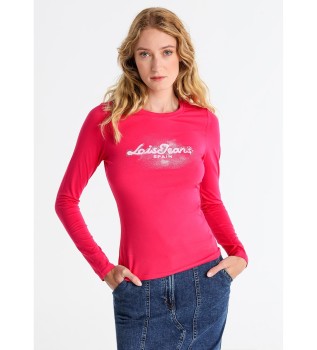 T-shirt met logo op borst roze