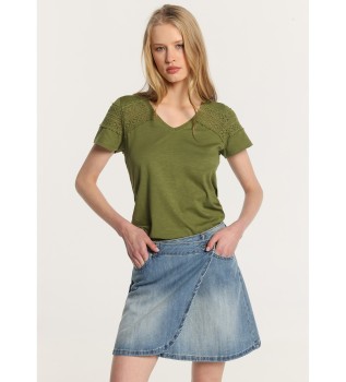 Gonna a portafoglio in denim con chiusura con bottoni blu