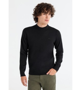 Basic trje med broderet mock neck, sort