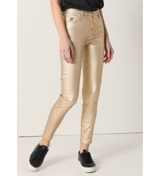 Pantalones Skinny ankle Metalizado dorado