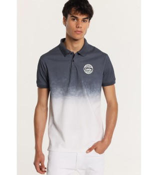 Polo a maniche corte con stampa tie dye blu scuro