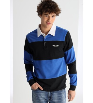 Langrmet poloshirt med tofarvede bl striber