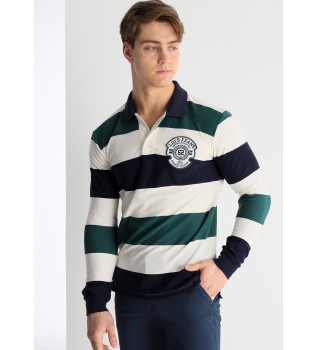 Plo de manga comprida, tecido jacquard com riscas brancas