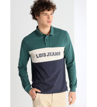 Langrmet poloshirt i grnt piqu-stof