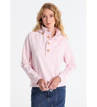 Sweat  capuche dtachable avec boutons roses