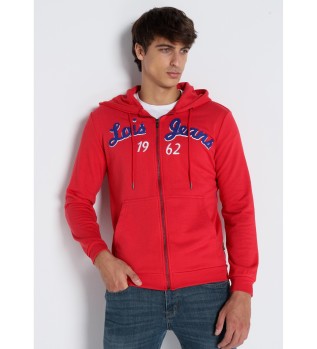 Sweatshirt mit Reiverschluss und Kapuze rot