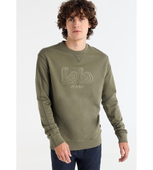 Sweatshirt avec logo brod sur la poitrine en vert