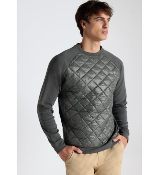 Sweatshirt med rund halsringning och quiltad front grn