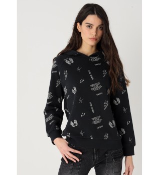 Sweat  capuche imprim noir