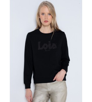Sweatshirt med pufprint, sort