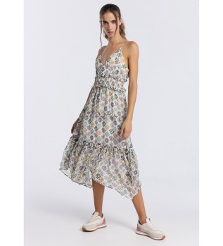 Vestido midi multicolorido