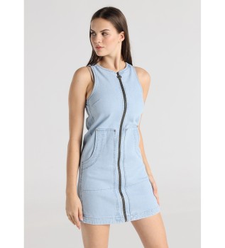 Robe courte sans manches avec fermeture clair et poches latrales bleu