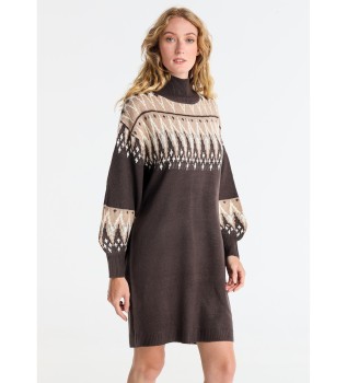 Brun jacquardklnning