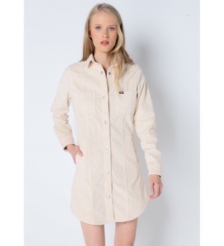 Abito corto in velluto a coste spesso bianco sporco