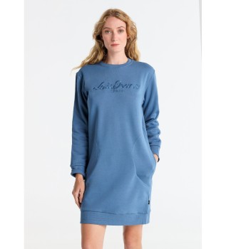 Robe courte en sweat-shirt avec poches latrales Logo brod sur la poitrine en bleu